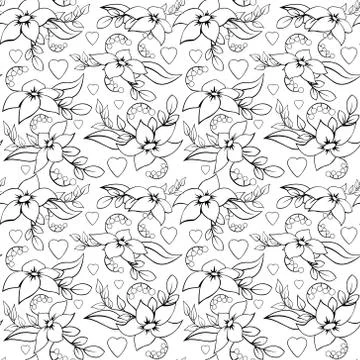 Seamless Love Flower Pattern White Stock Illustration