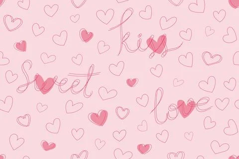 Seamless love pattern on pink background Stock Illustration