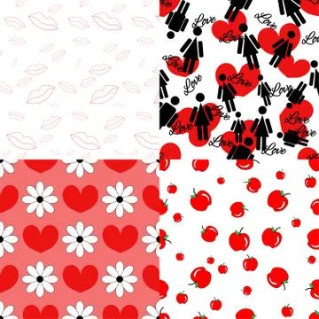 Seamless love pattern set Stock Illustration