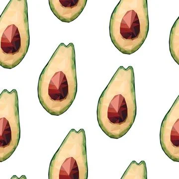 Seamless low poly avocado pattern Illustrazione stock