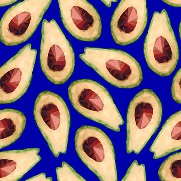 Seamless low poly avocado pattern Illustrazione stock