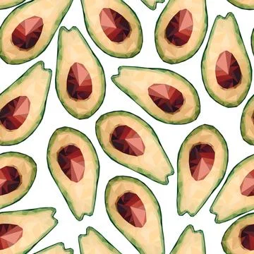 Seamless low poly avocado pattern Stock Illustration