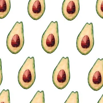 Seamless low poly avocado pattern Stock Illustration