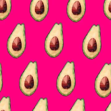 Seamless low poly avocado pattern Illustrazione stock