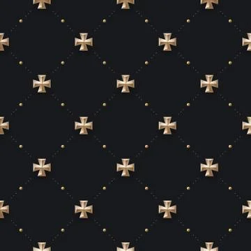 Seamless luxury dark black pattern and background with cross Stock Illustration