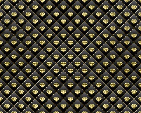 Seamless luxury diamond shape pattern with golden border Stock Illustration
