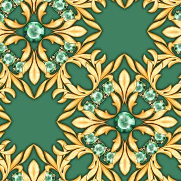 Seamless luxury pattern with emeralds Stock Illustration