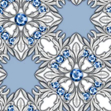 Seamless luxury pattern with emeralds Stock Illustration