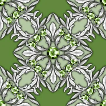 Seamless luxury pattern with emeralds Stock-Illustration
