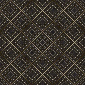 Seamless luxury pattern with gold dots rhombus on blue background Stock Illustration