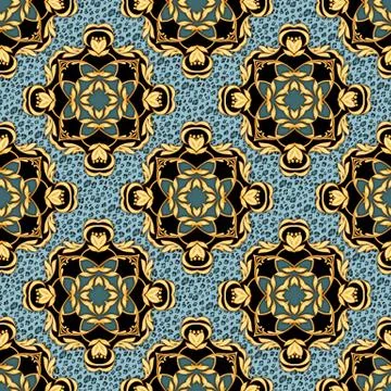 Seamless luxury pattern with golden scrolls Illustrazione stock