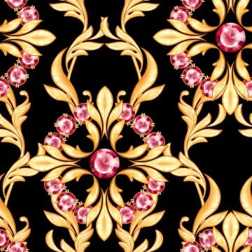 Seamless luxury pattern with ruby gems Illustrazione stock