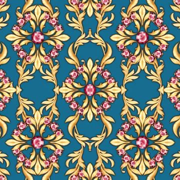 Seamless luxury pattern with ruby gems 스톡 일러스트