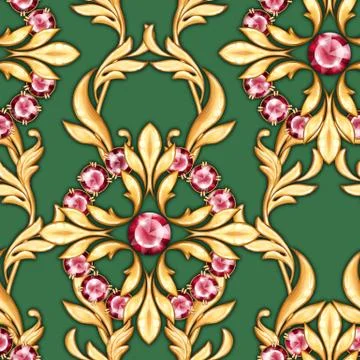Seamless luxury pattern with ruby gems 스톡 일러스트