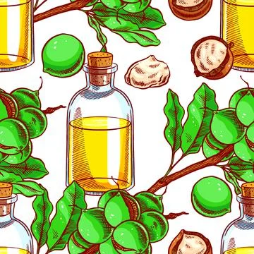 Seamless macadamia oil Stock Illustration