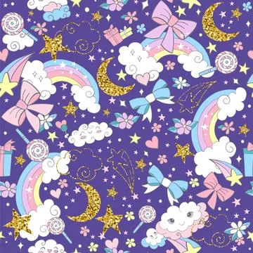 Seamless magic pattern blue background vector illustration Illustrazione stock