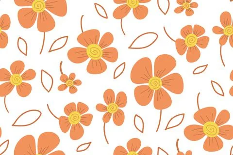 Seamless Maio laranja pattern with orange flowers 18 may day Stock Illustration