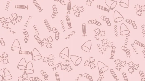 Seamless makeup doodle pattern on pink background Stock Footage 319143411
