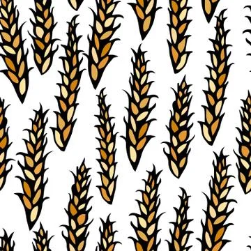 Seamless with Malt. Beer Pattern. Isolated On a White Background Realistic Stock Illustration