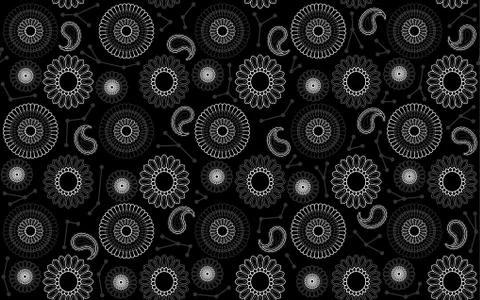 Seamless Mandala Pattern on Black Background Stock Illustration