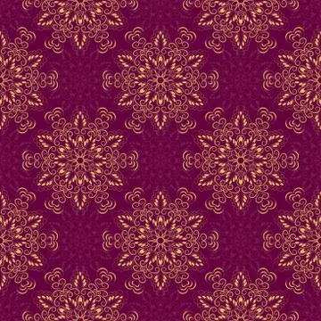 Seamless Mandala Pattern over purple Stock Illustration
