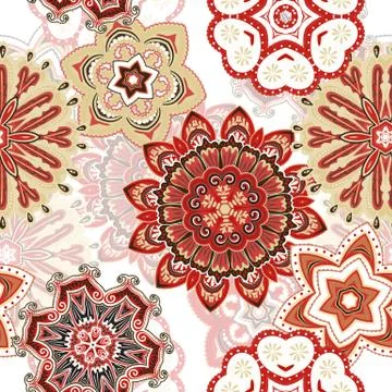 Seamless mandala pattern for printing on fabric or paper. Hand drawn background Stock Illustration