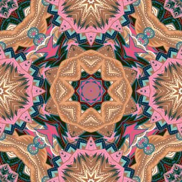 Seamless mandala pattern. Vintage decorative elements. Hand drawn background Stock Illustration