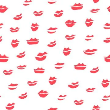 Seamless Many Red Lips Pattern Stock Illustration