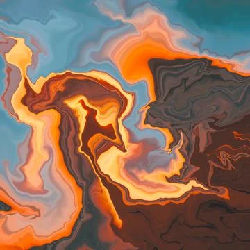 Seamless marbled pattern, resembling a watercolor, liquid texture, shades of ora Stock Illustration