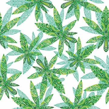Seamless marijuana background with leaves pattern Stock Illustration