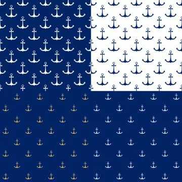 Seamless Marine Pattern with Anchor 스톡 일러스트