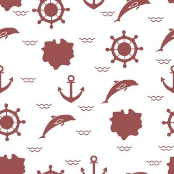 Seamless marine pattern. Stock Illustration