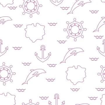 Seamless marine pattern. Stock Illustration