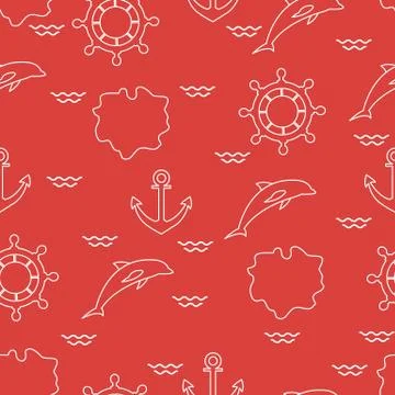 Seamless marine pattern. Stock Illustration