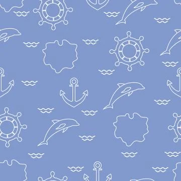 Seamless marine pattern. Stock Illustration