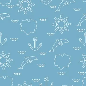 Seamless marine pattern. Stock Illustration
