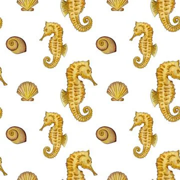 Seamless marine pattern Stock Illustration