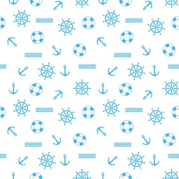 Seamless marine pattern. Vector illustration. Illustrazione stock