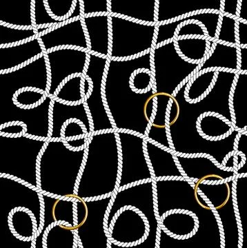 Seamless marine rope knot pattern. Endless illustration with white rope ornament Stock Illustration