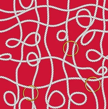 Seamless marine rope knot pattern. Endless illustration with white rope ornament Stock Illustration