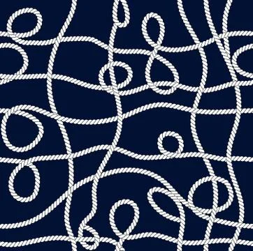 Seamless marine rope knot pattern. Endless illustration with white rope ornament Stock Illustration