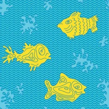 Seamless Marine Vector Pattern with fish Stock Illustration