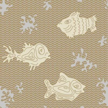 Seamless Marine Vector Pattern with fish Stock Illustration