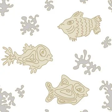 Seamless Marine Vector Pattern with fish Stock Illustration