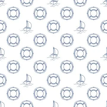 Seamless Maritime Pattern 스톡 일러스트