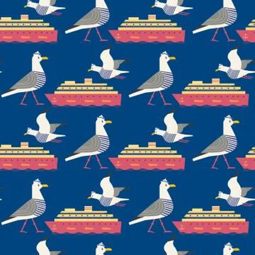 Seamless maritime pattern Stock Illustration
