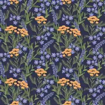 Seamless meadow pattern Stock Illustration