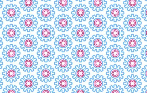 Seamless Mechanical Gear Pattern Background In Blue And Pink, Technology An.. Stock Illustration