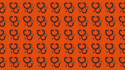 Seamless medical background featuring a repeating pattern of stethoscope ic.. Stock Illustration