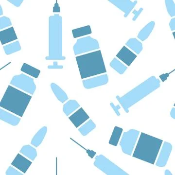 Seamless medical pattern. Print for clothes. Patterns for packaging. Syringes Stock Illustration